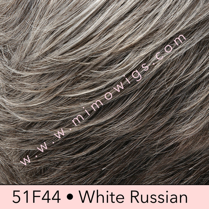 51F44 • WHITE RUSSIAN | Light Grey w/ 30% Brown Front - graduating to Dark Brown w/ 65% Grey Nape